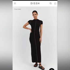 DISSH SOHO BLACK CAP SLEEVE MIDI DRESS